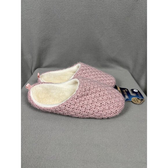Isotoner Women's Memory Foam Slippers Lg 8-9 Pink Knit Coco Comfort NWT's - Picture 4 of 8